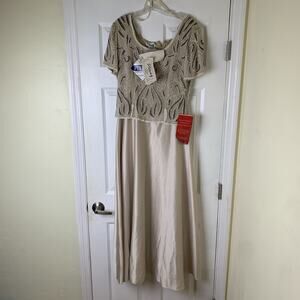 Vtg Stenay Bridesmaid Wedding Dress Women's Size 14 Petite Silk Formal Beaded